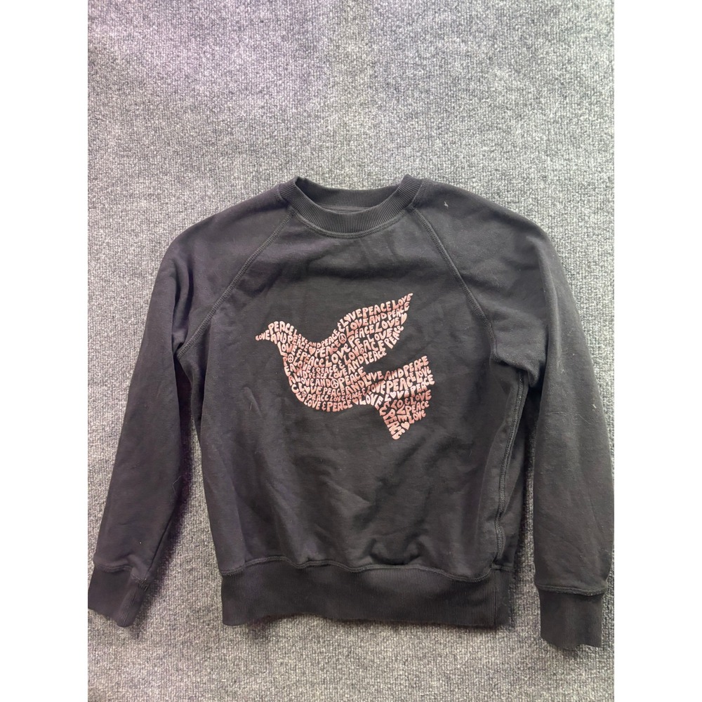 Spiritual Gangster Sweatshirt Women Small Black Peace Dove Raglan Pullover